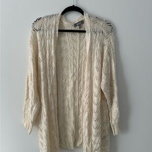 Marled Cream Open-Knit Cardigan